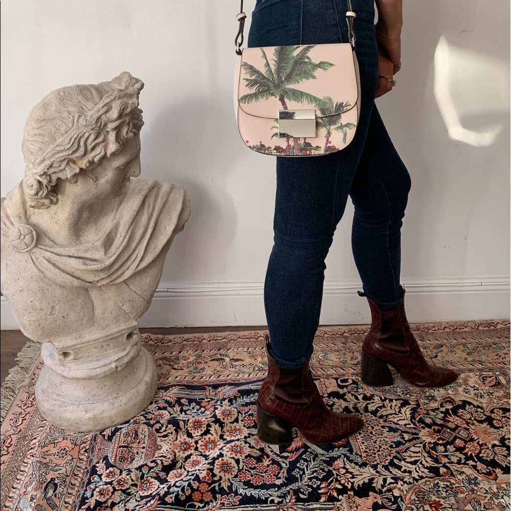 Zara palm tree print crossbody bag.